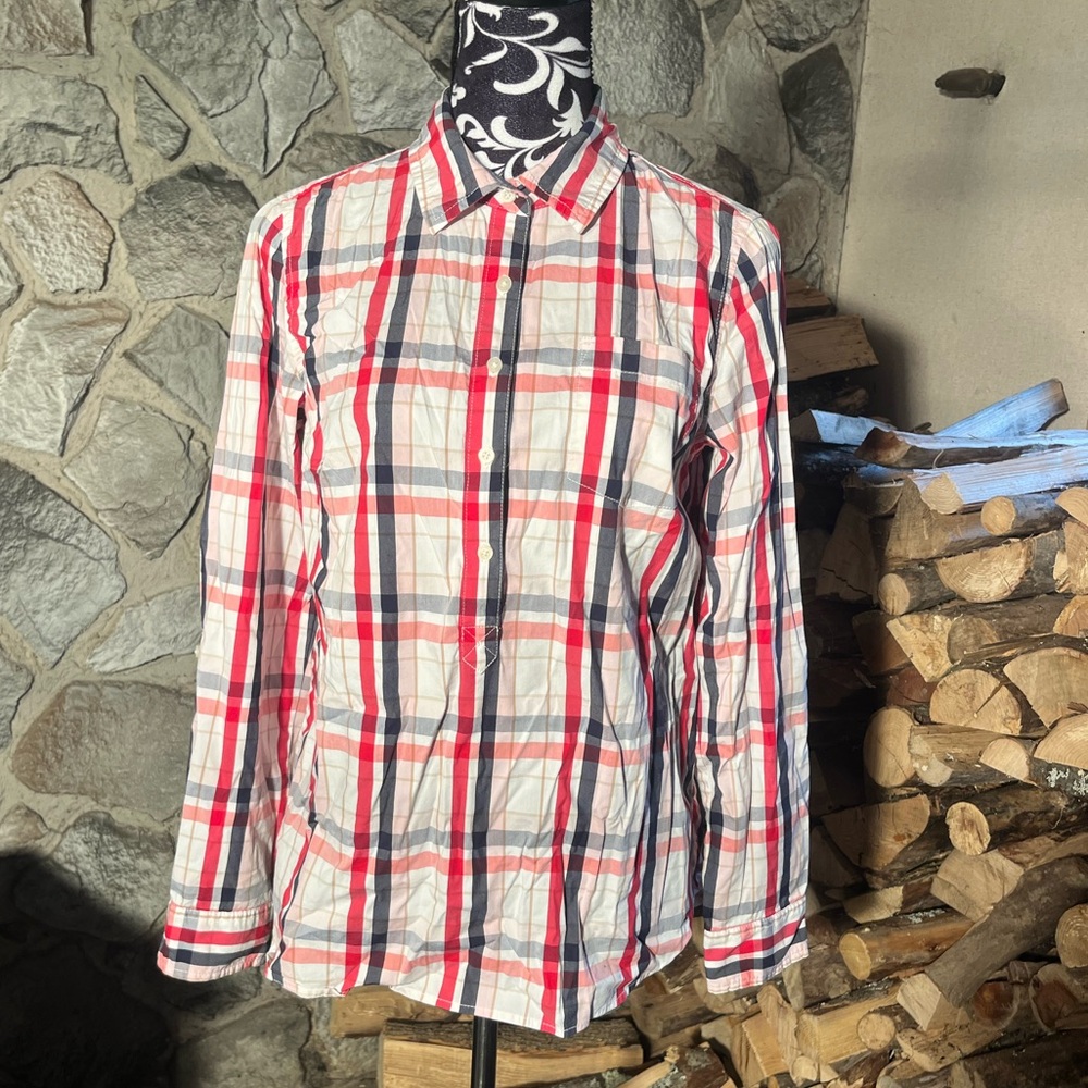 Tommy Hilfiger 1/2 Button Down Long Sleeve Plaid Shirt M
